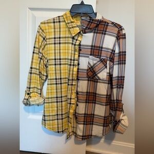 Rue21 Yellow and Brown Plaid Shirt